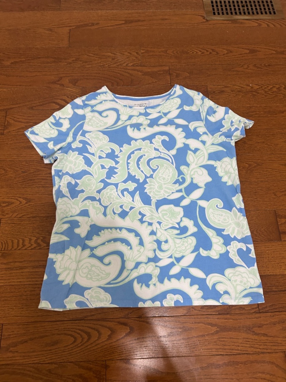 Talbots Light Blue & White Floral Paisley Tee for women